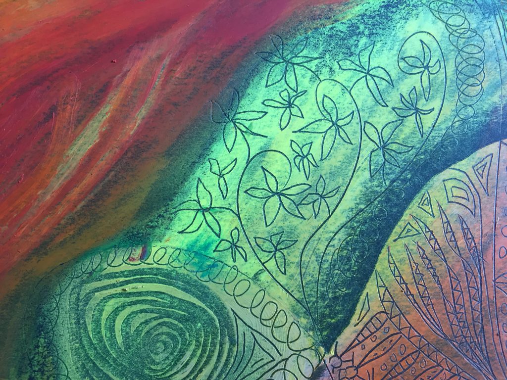 Oil pastel on black paper detail 3 Mathilde J. Berry