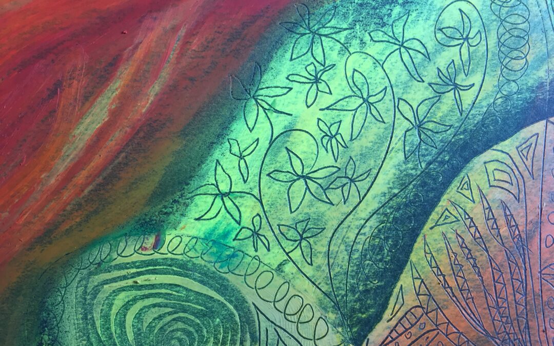 Oil pastel on black paper detail 3 Mathilde J. Berry